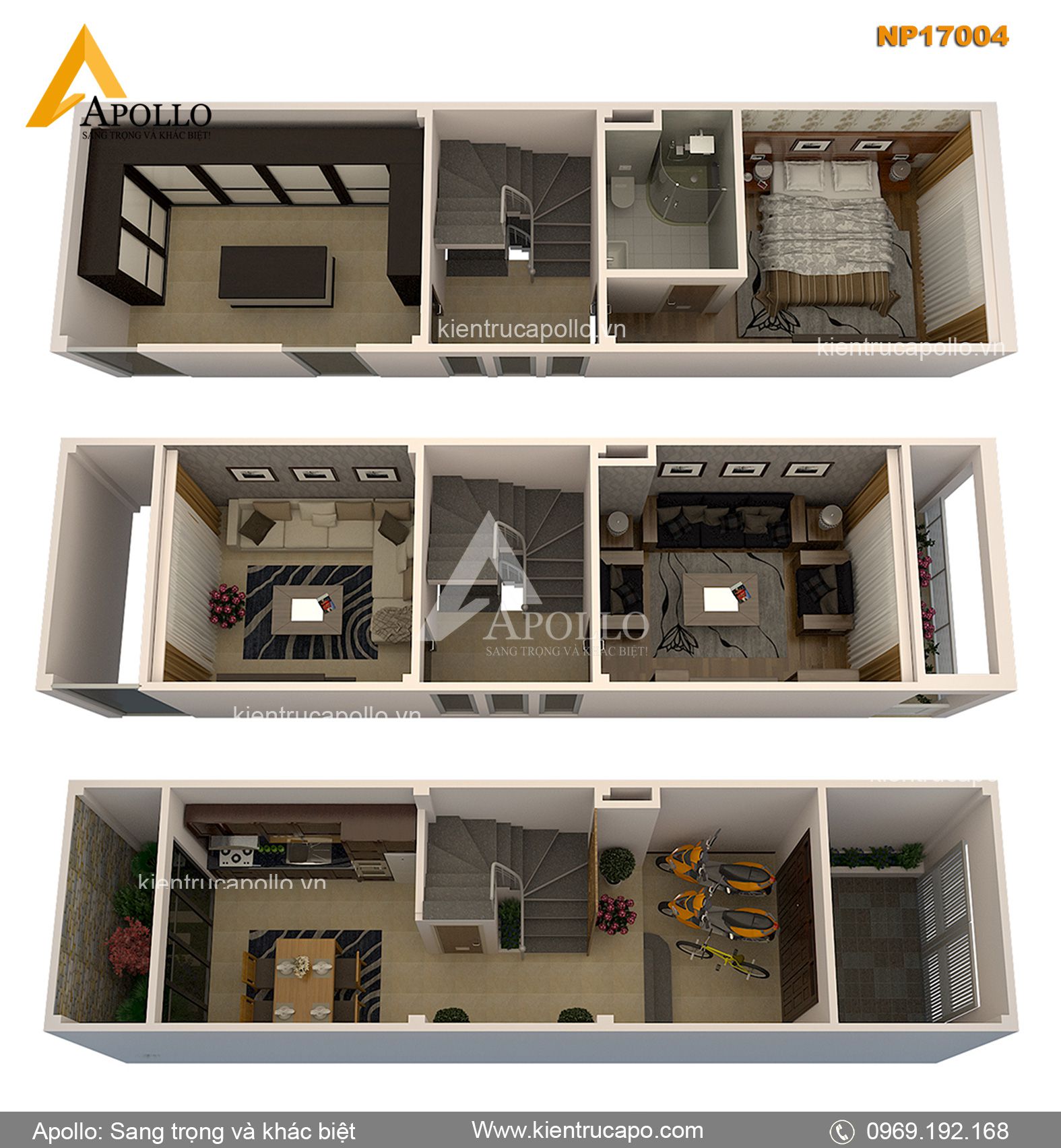 Mẫu nhà phố hiện đại, sang trọng 2024 (NP17004)